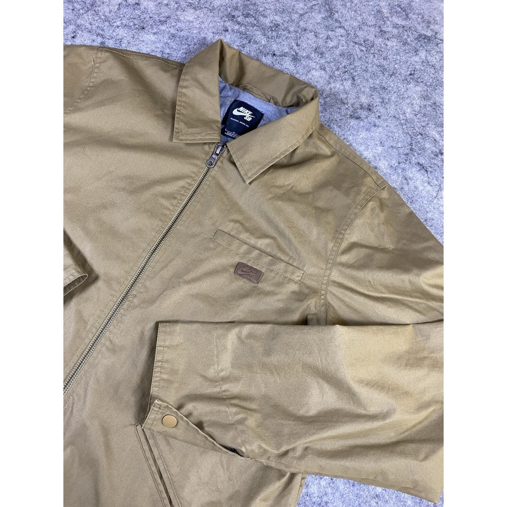Nike SB Skate Jacket Men's Large Brown‎ Gray lined Leather Logo Lightweight USA